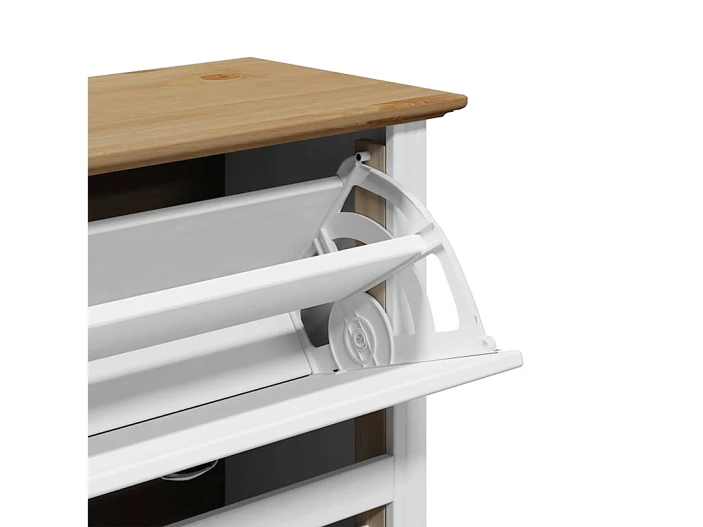 étagère à chaussures BODO blanc et marron 80x35x118 cm