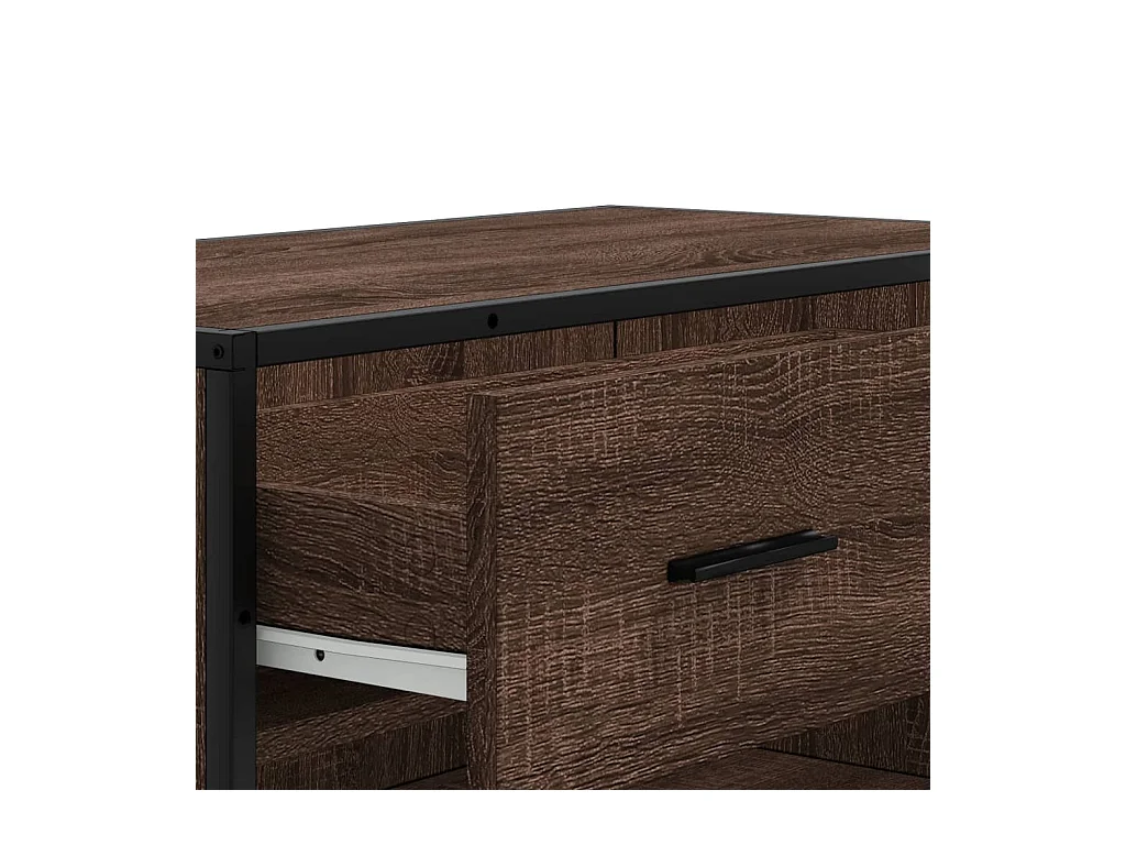 Bruine eikenhouten schoenenkast, bewerkt hout en metaal