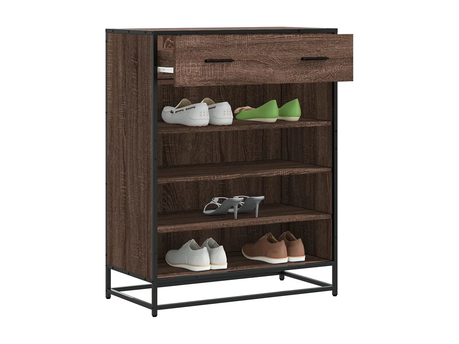 Meuble à chaussures chêne marron bois d'ingénierie et métal