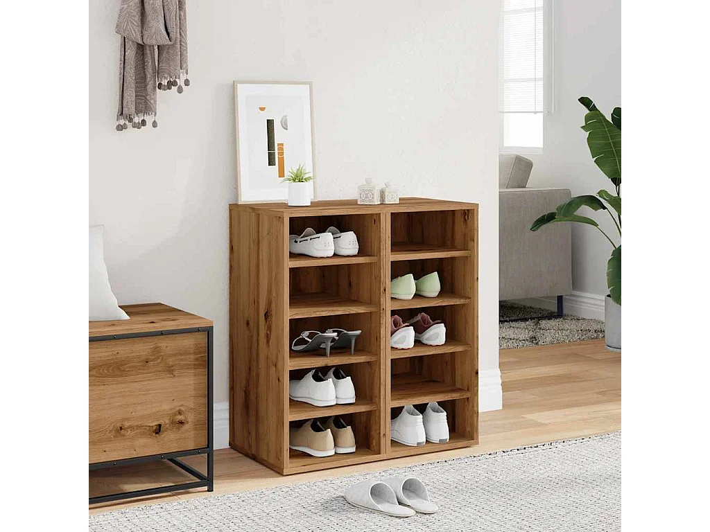 Armoires à chaussures 2 pcs chêne artisanal bois d'ingénierie