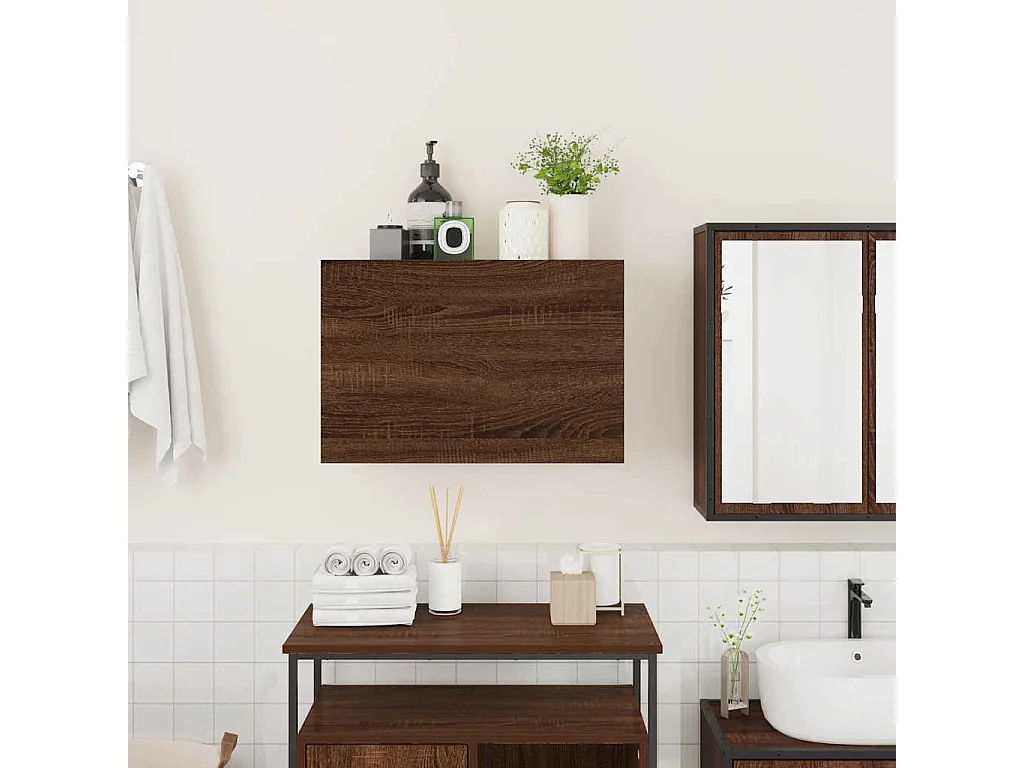 Badezimmer Hängeschrank Eiche braun 60x25x40 cm Holzwerkstoff