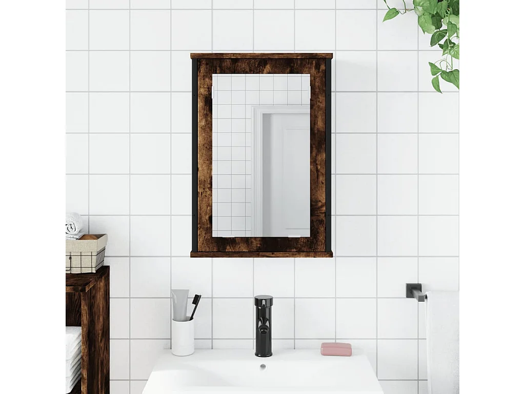 Badezimmer-Spiegelschrank aus geräucherter Eiche, Holzwerkstoff