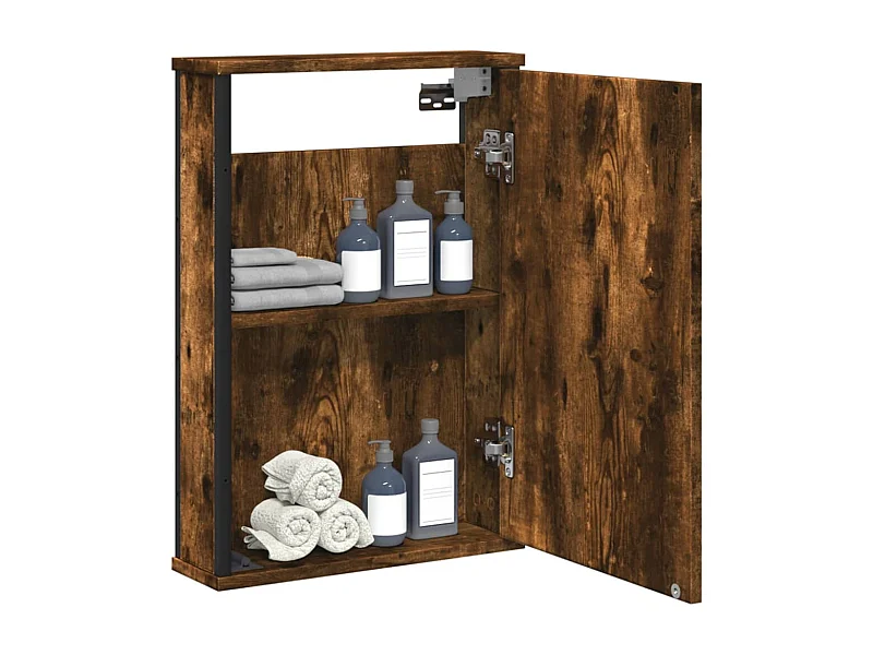 Mueble de baño con espejo de madera de ingeniería de roble ahumado