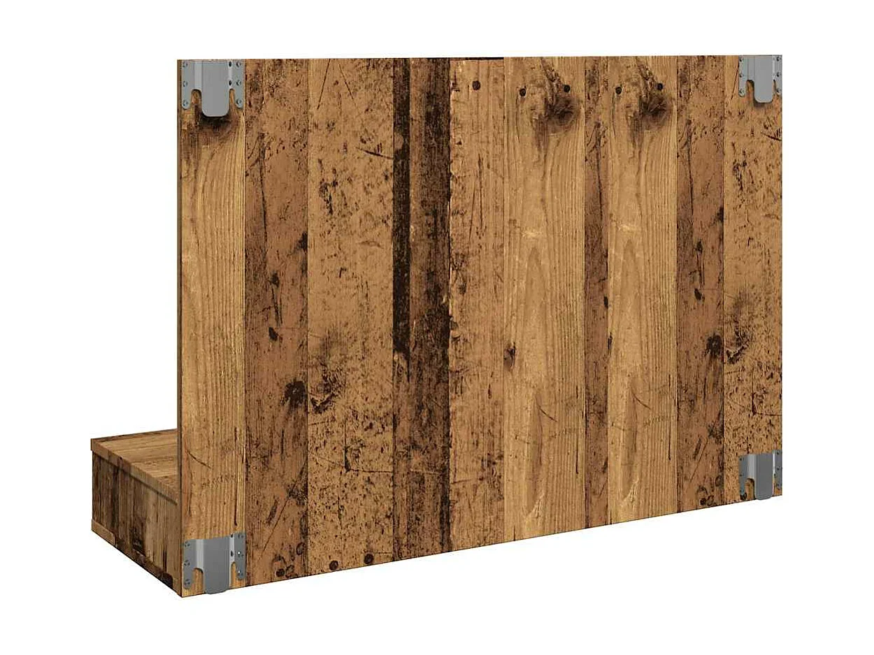 Spiegelkast met LED oud hout 90x31.5x62 cm