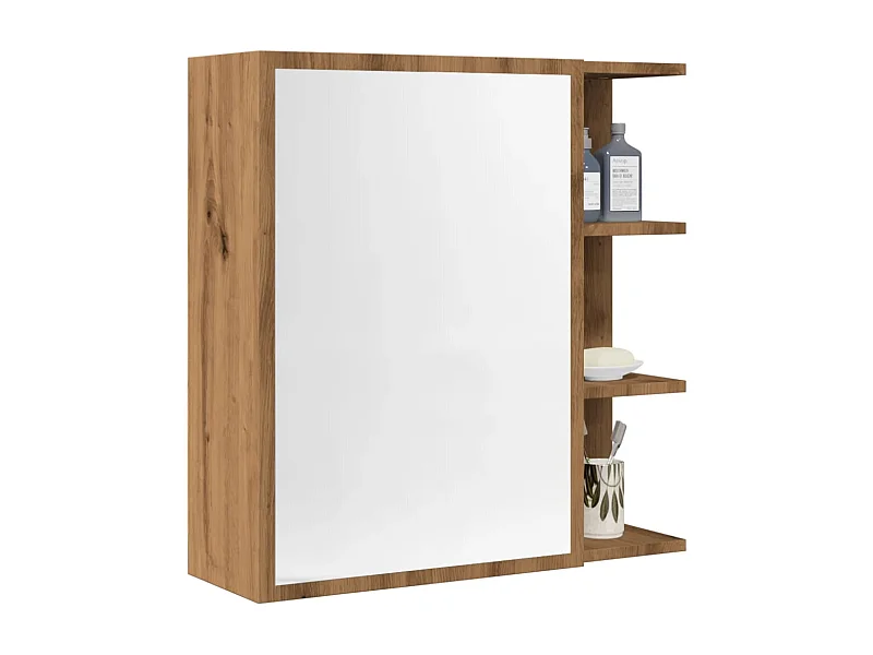 Badkamerspiegelkast ambachtelijk eiken 62,5x20,5x64 cm