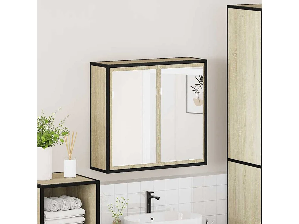 Armoire à miroir de salle de bain chêne sonoma bois ingénierie