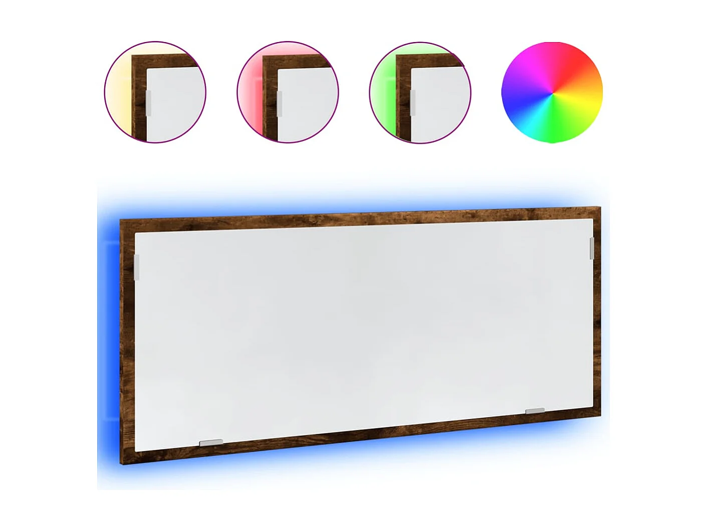 Miroir de salle de bain à LED chêne fumé bois d'ingénierie