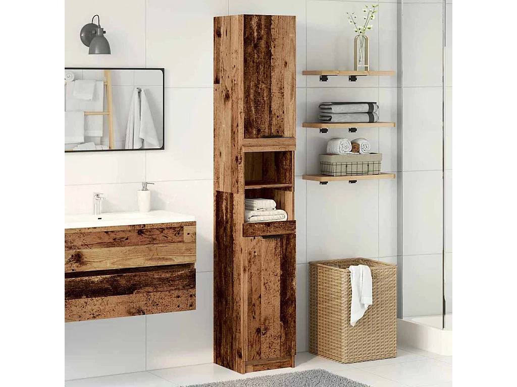 Armoire de salle de bain vieux bois bois d'ingénierie