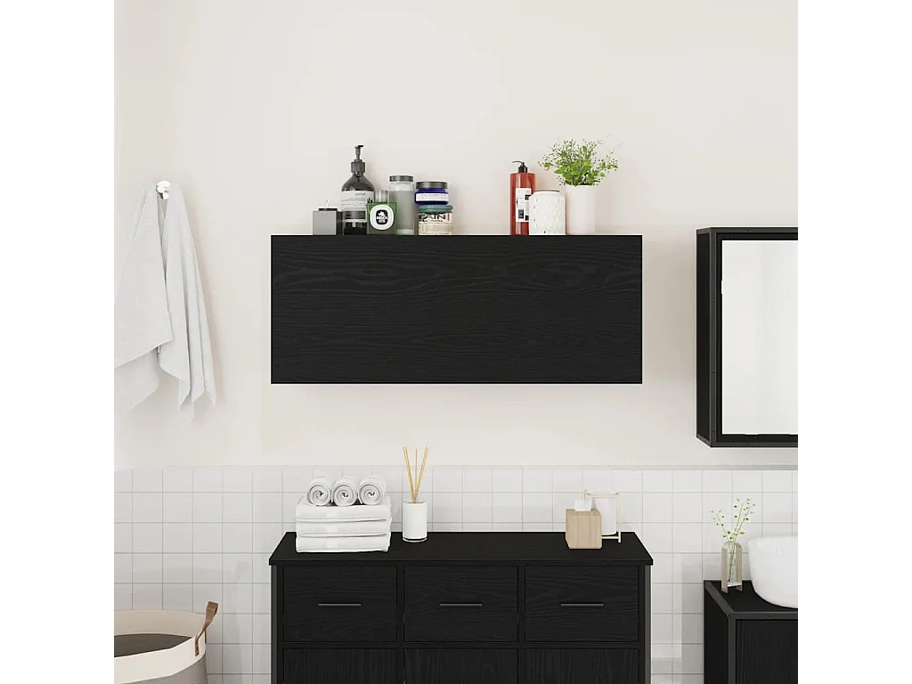 Armoire murale de bain noir 100x25x40 cm bois d'ingénierie