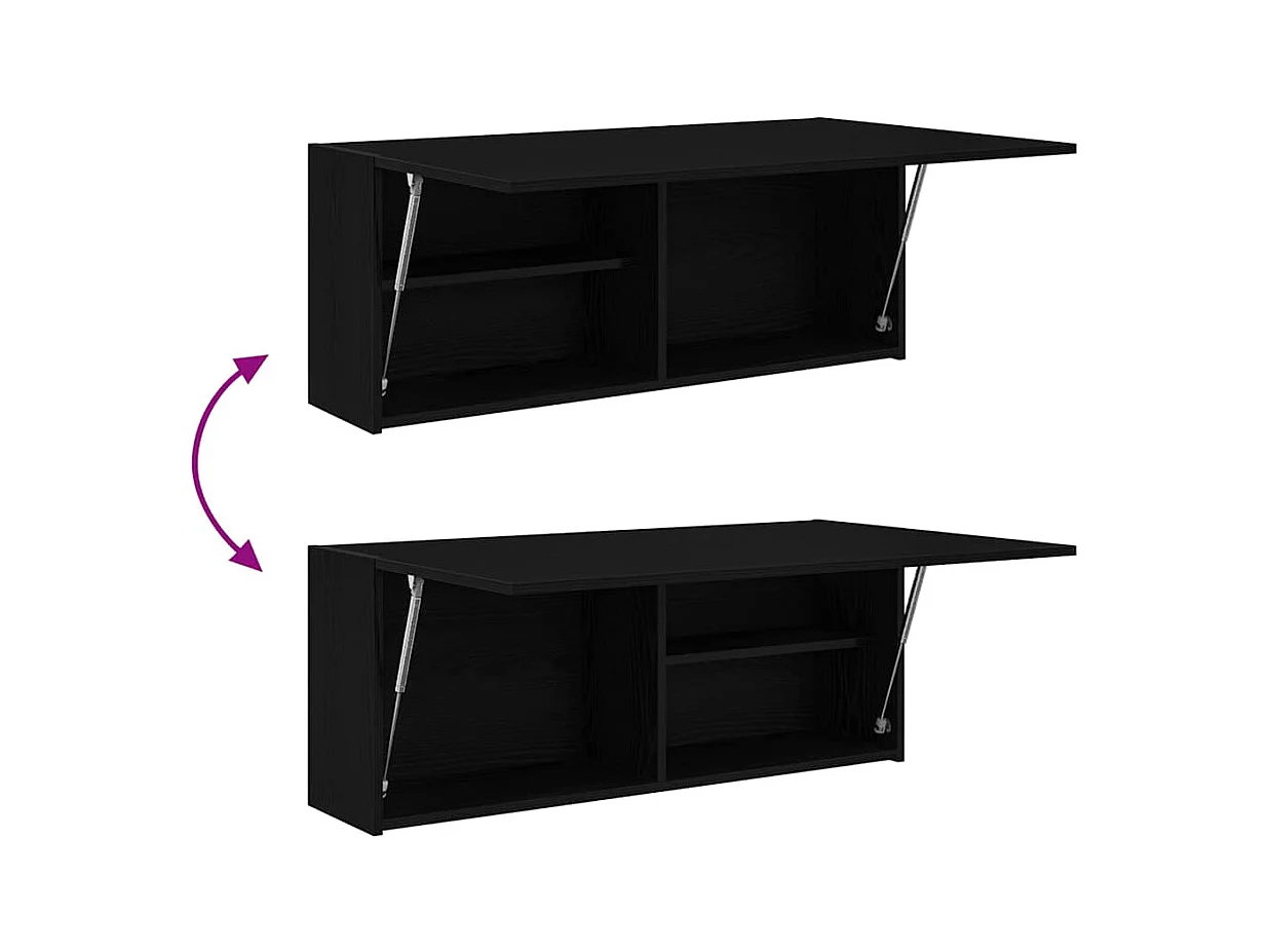 Armoire murale de bain noir 100x25x40 cm bois d'ingénierie