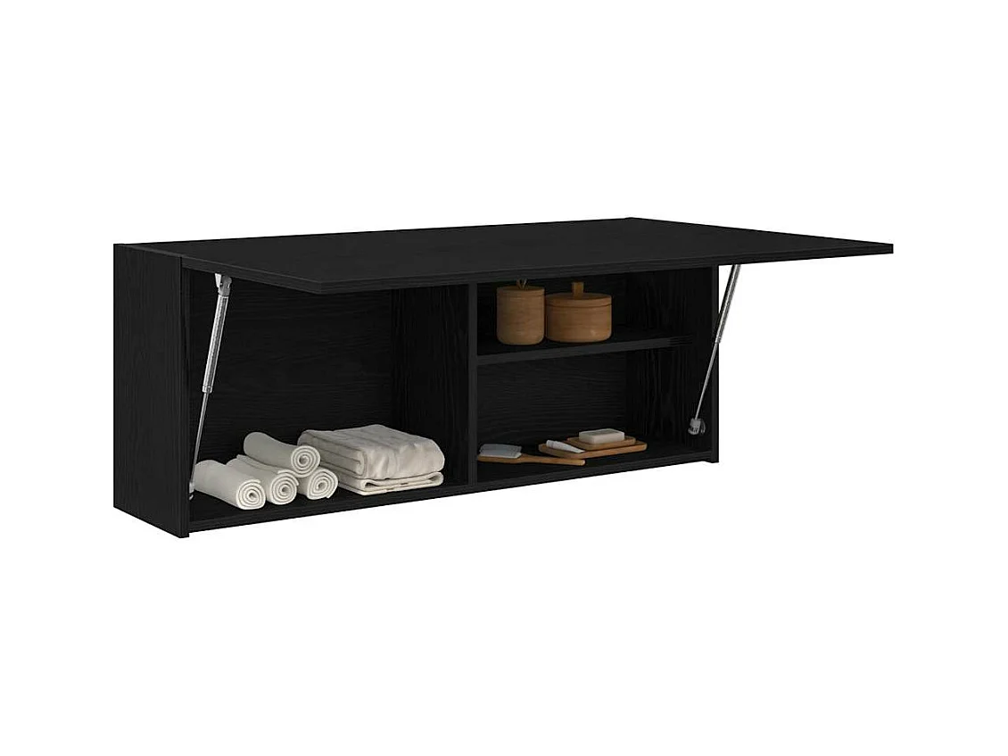 Armoire murale de bain noir 100x25x40 cm bois d'ingénierie