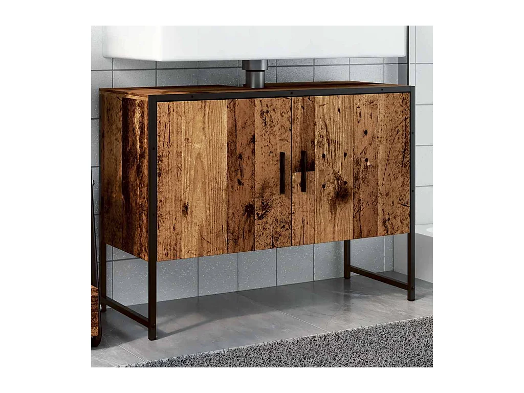 Armoire de salle de bain vieux bois 80x33x60 cm bois ingénierie