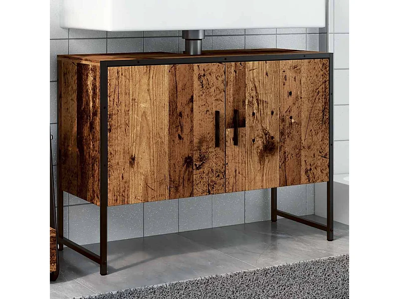 Armoire de salle de bain vieux bois 80x33x60 cm bois ingénierie