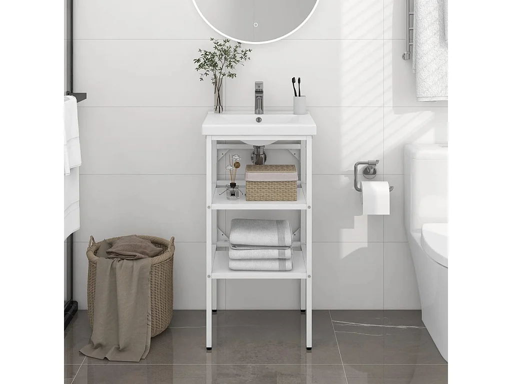 Telaio per lavabo da bagno Bianco 40x38x83 cm Ferro