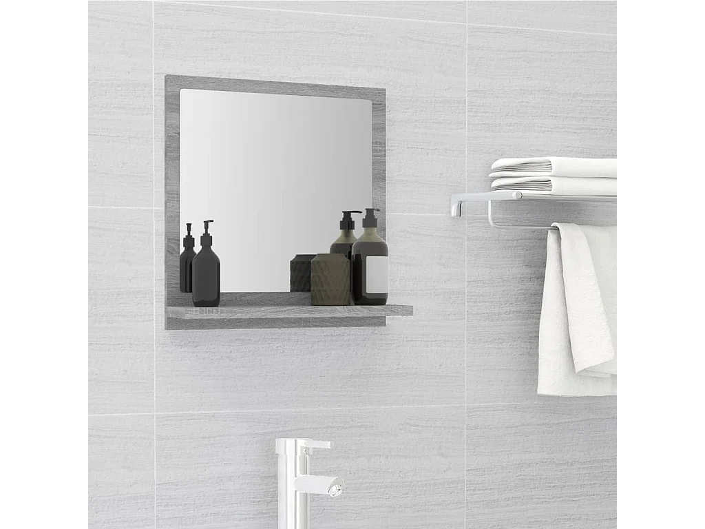 Miroir de bain Sonoma gris 40x10,5x37 cm Bois d'ingénierie