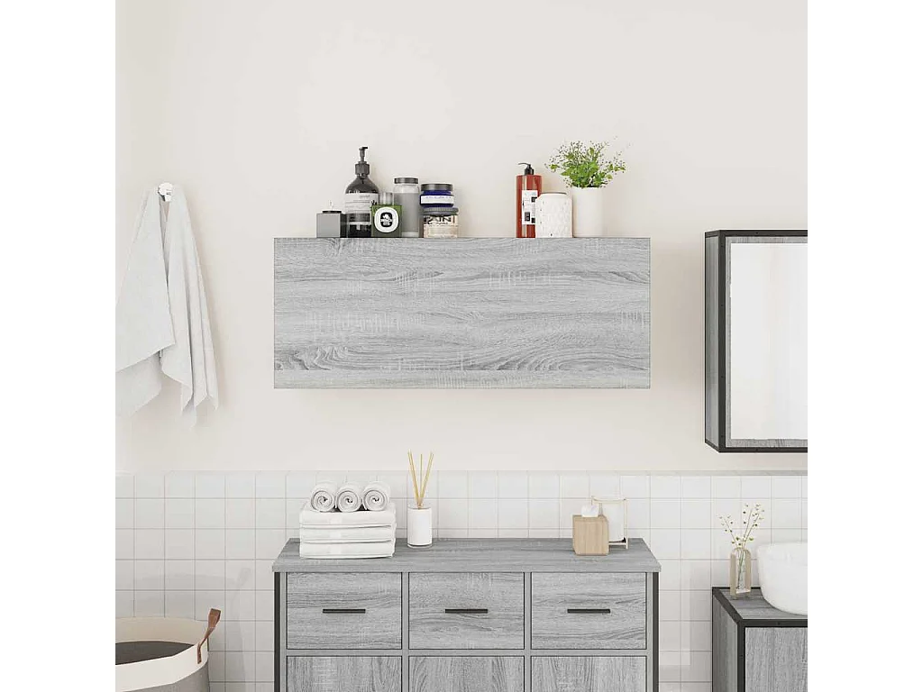 Mueble de baño de pared Sonoma gris 100x25x40 cm madera de ingeniería