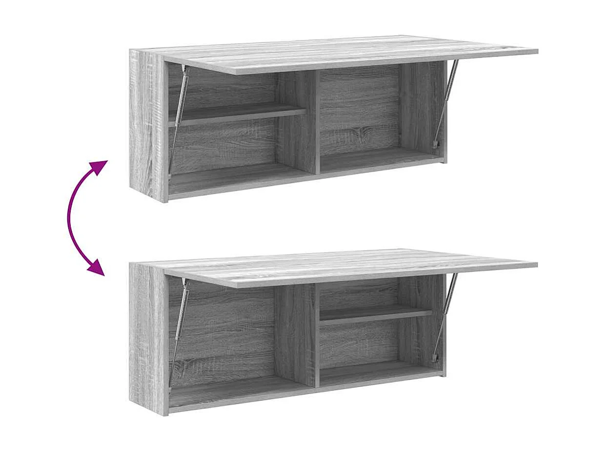 Mueble de baño de pared Sonoma gris 100x25x40 cm madera de ingeniería