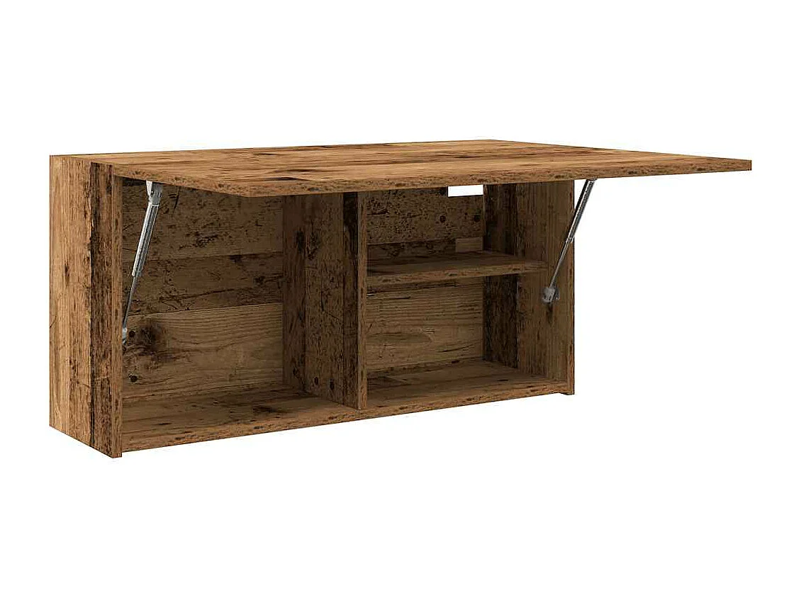 Oude houten badkamer wandkast 80x25x40 cm bewerkt hout