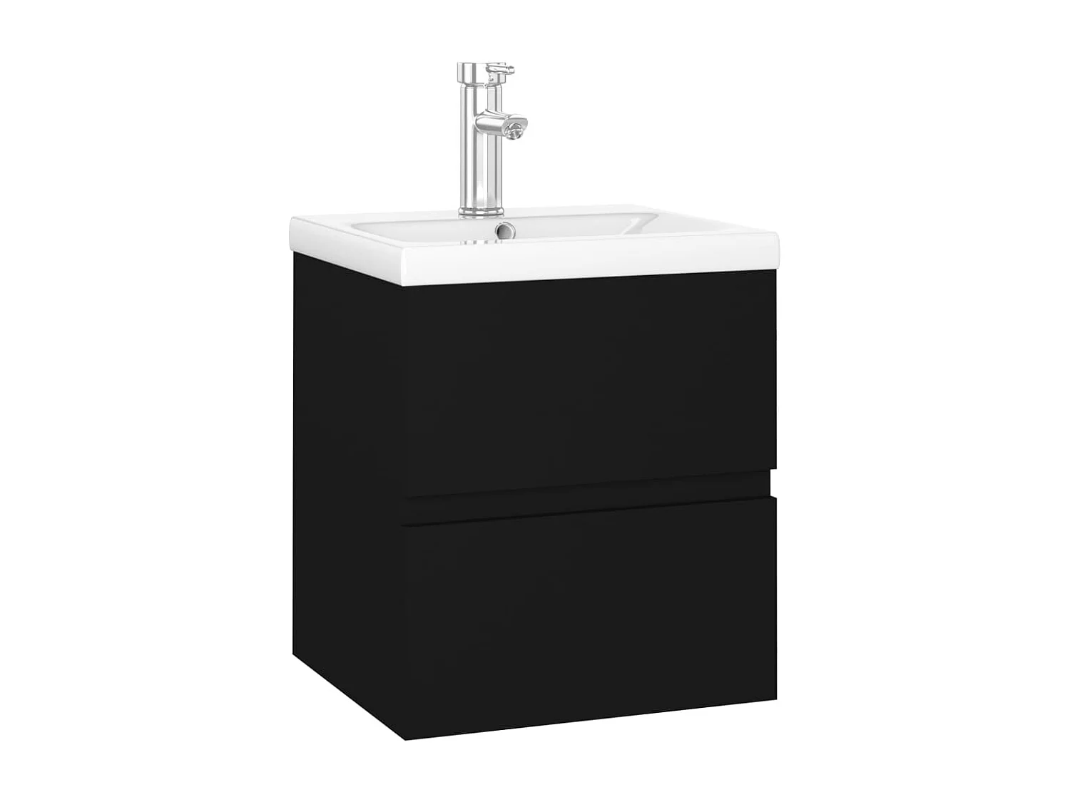 Waschbeckenunterschrank mit integriertem Waschbecken schwarz Holzwerkstoff