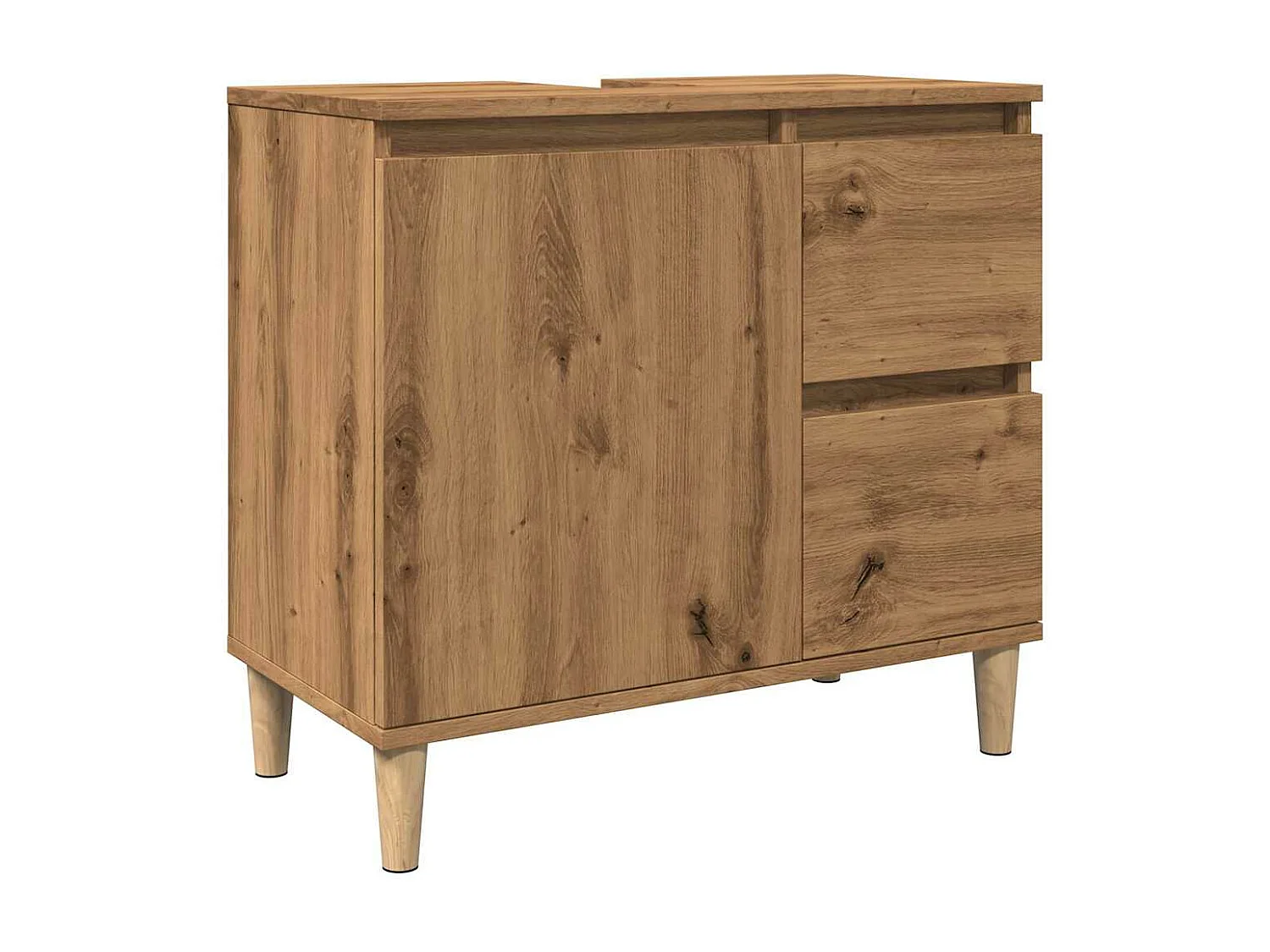 Mobile lavabo in rovere fatto a mano 65x33x60 cm in legno ingegnerizzato