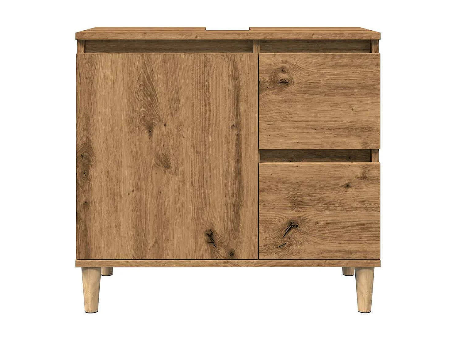 Mobile lavabo in rovere fatto a mano 65x33x60 cm in legno ingegnerizzato