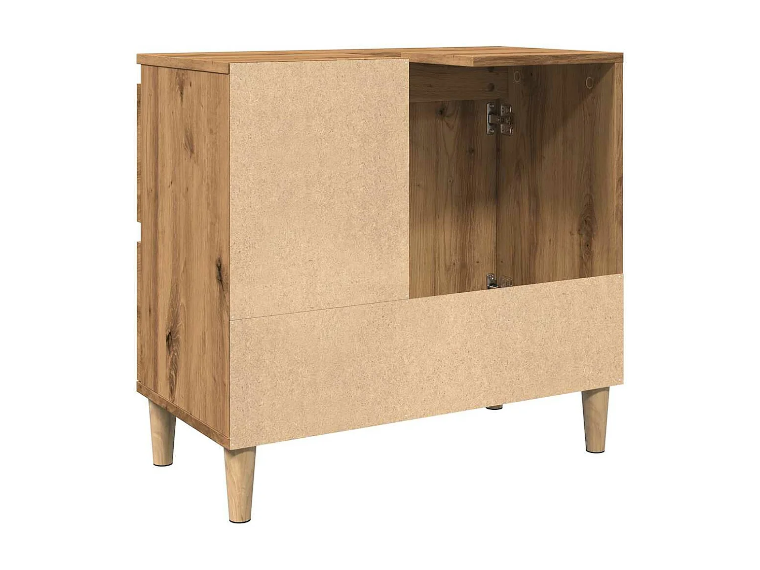 Mobile lavabo in rovere fatto a mano 65x33x60 cm in legno ingegnerizzato