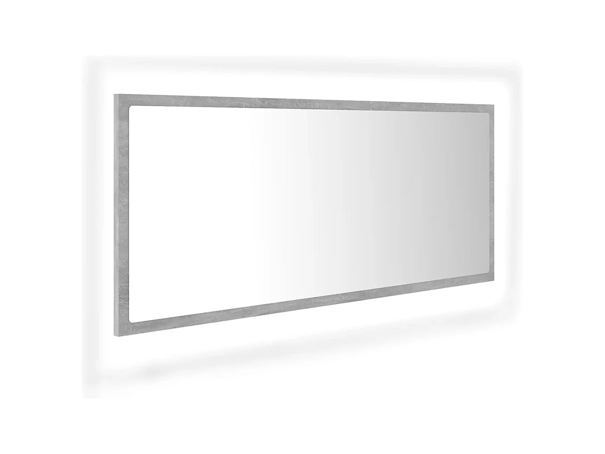 Miroir à LED de salle de bain Gris béton 100x8,5x37cm Acrylique