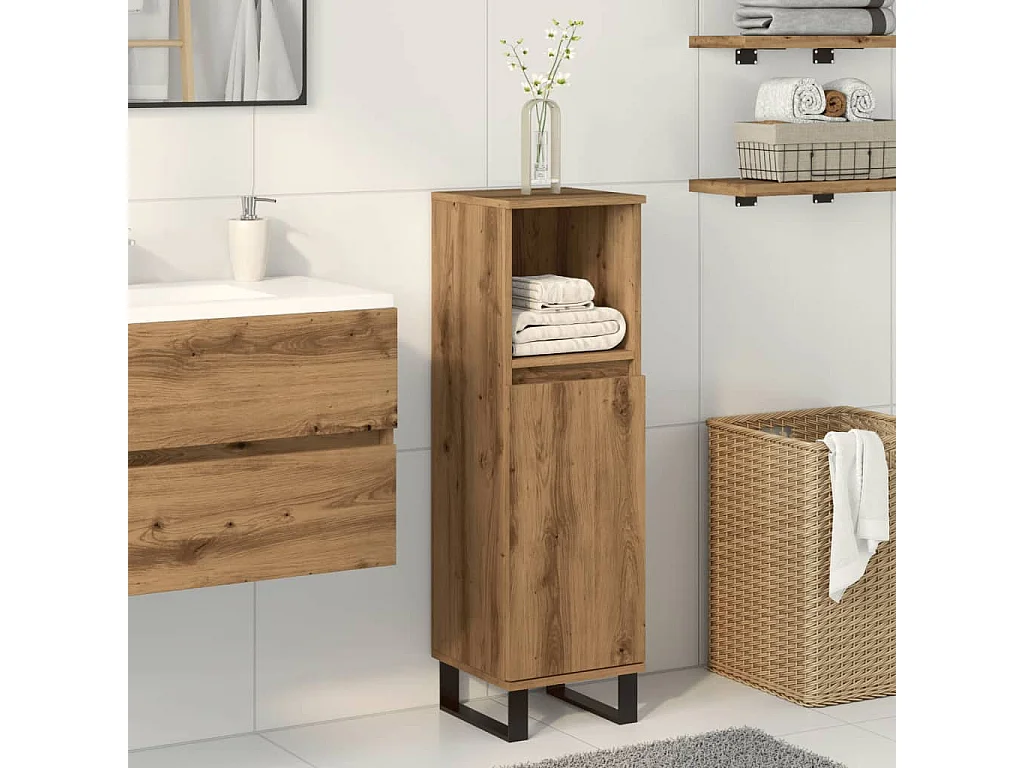 Armoire de salle de bain chêne artisanal 30x30x100 cm