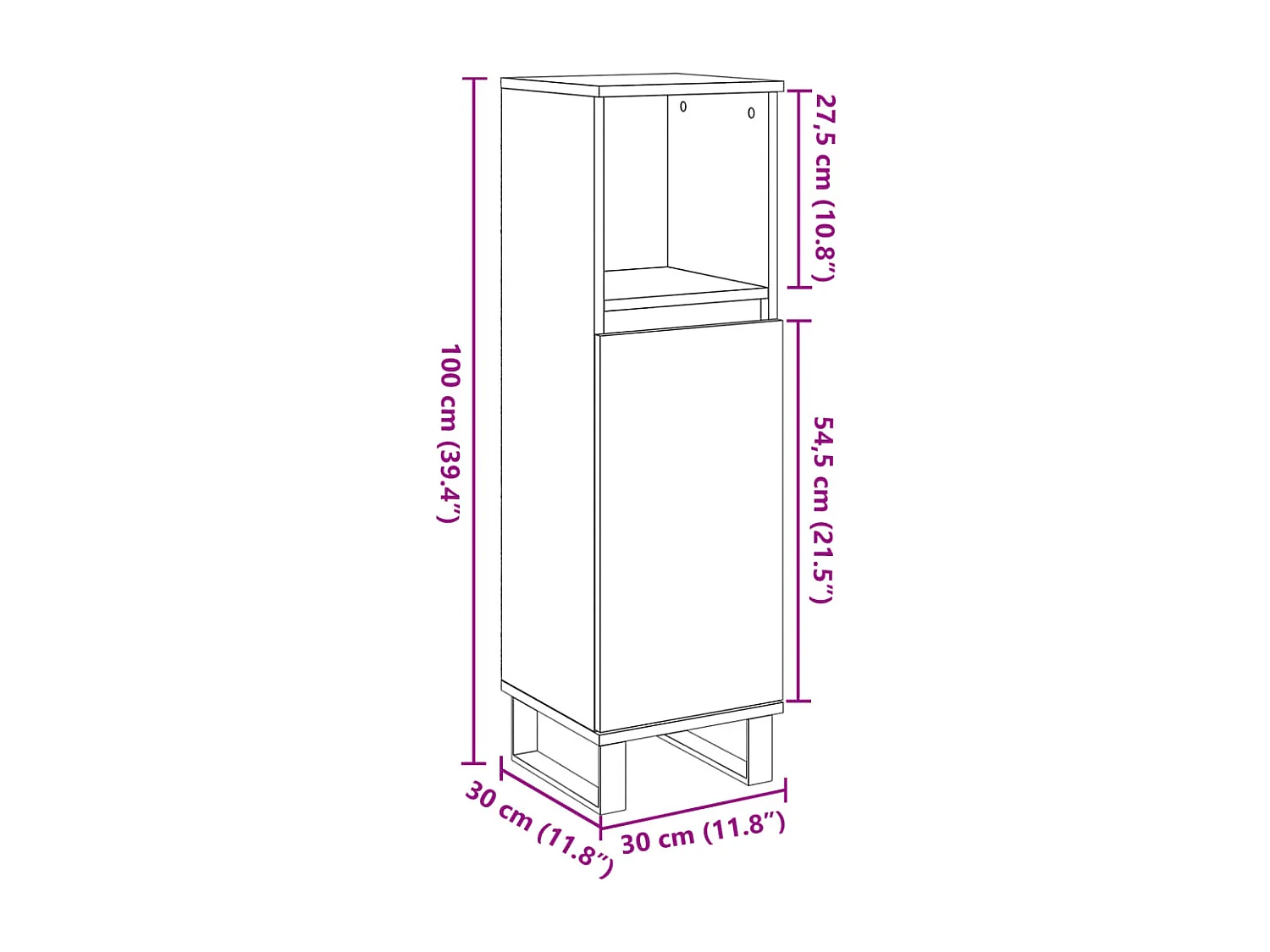 Armoire de salle de bain chêne artisanal 30x30x100 cm