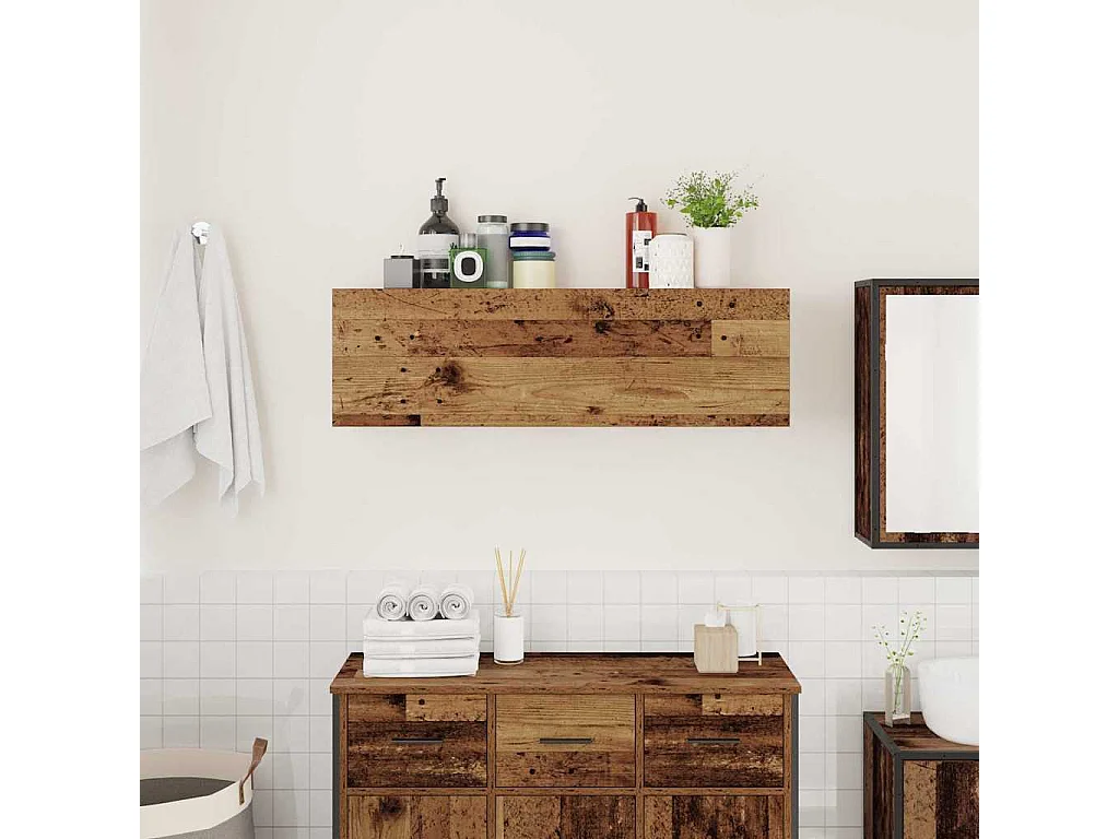 Armoire murale de bain vieux bois 100x25x30cm bois d'ingénierie