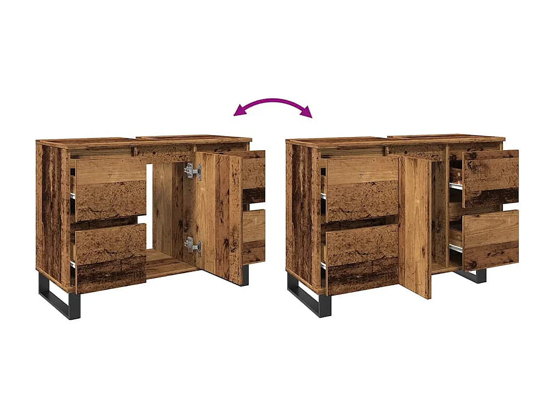Mobile bagno legno vecchio 80x33x60 cm legno ingegnerizzato