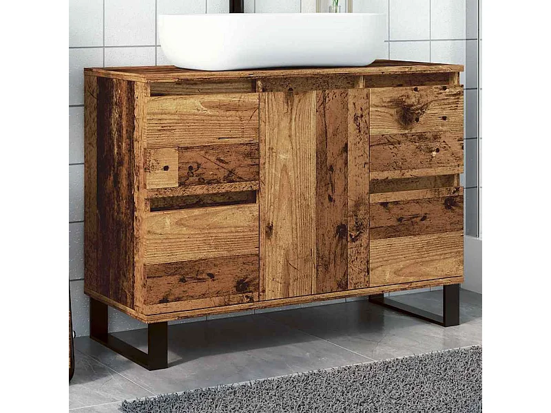 Armoire de salle de bain vieux bois 80x33x60 cm bois ingénierie