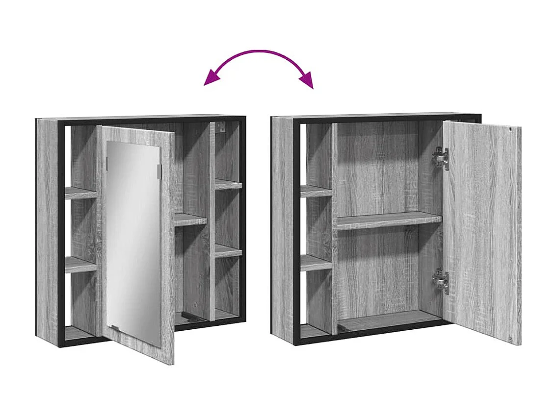 Badezimmer-Spiegelschrank aus Holzwerkstoff, Sonoma, Grau