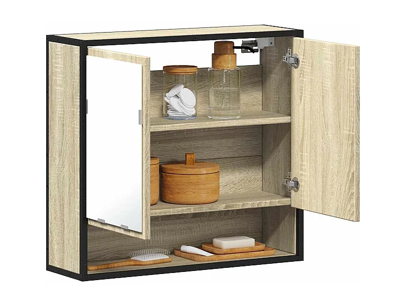 Badezimmer-Spiegelschrank, Sonoma-Eiche, Holzwerkstoff
