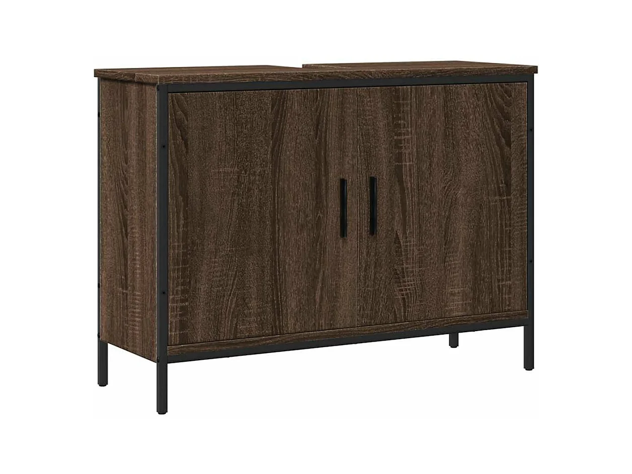 Armoire lavabo de salle de bain chêne marron 80x30x60 cm