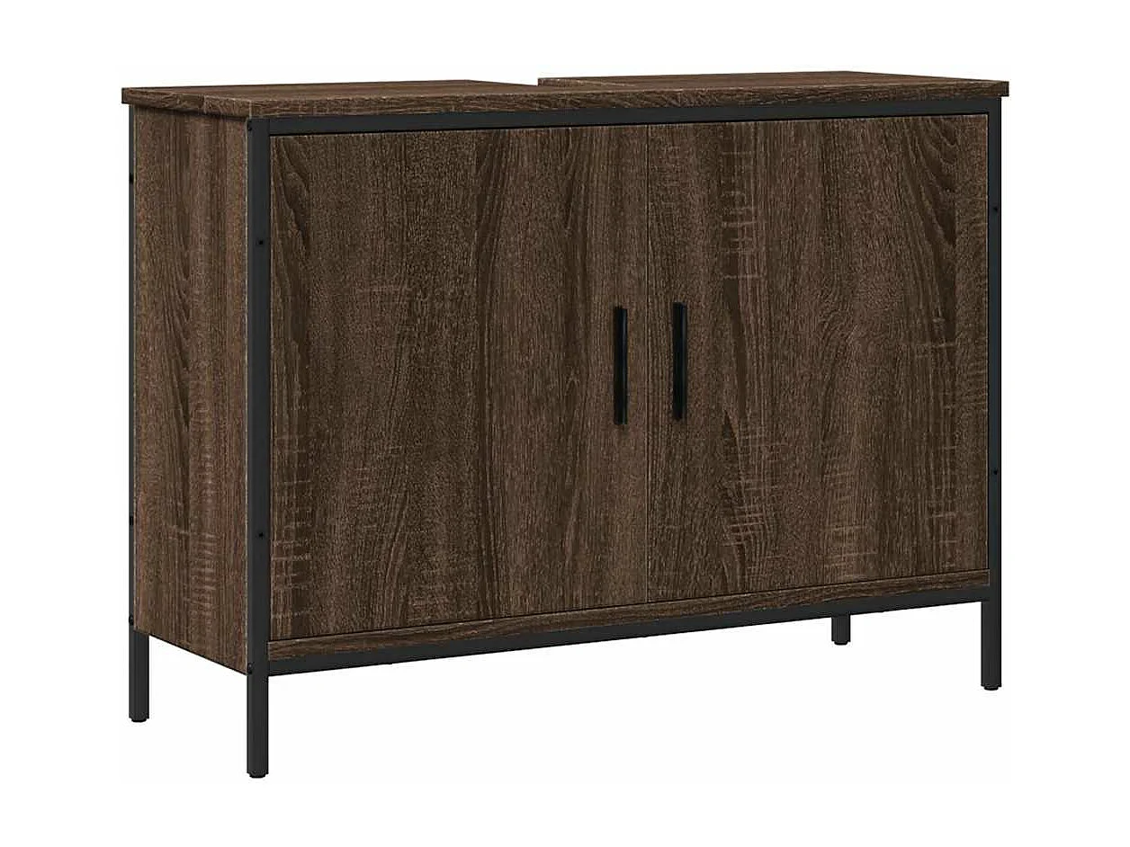 Armoire lavabo de salle de bain chêne marron 80x30x60 cm