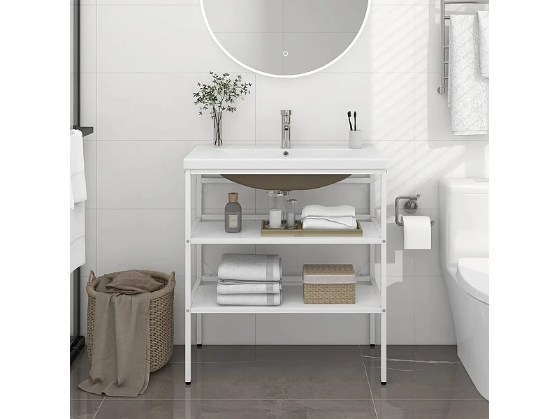 Cadre de lavabo de salle de bain vasque à encastrer Blanc Fer