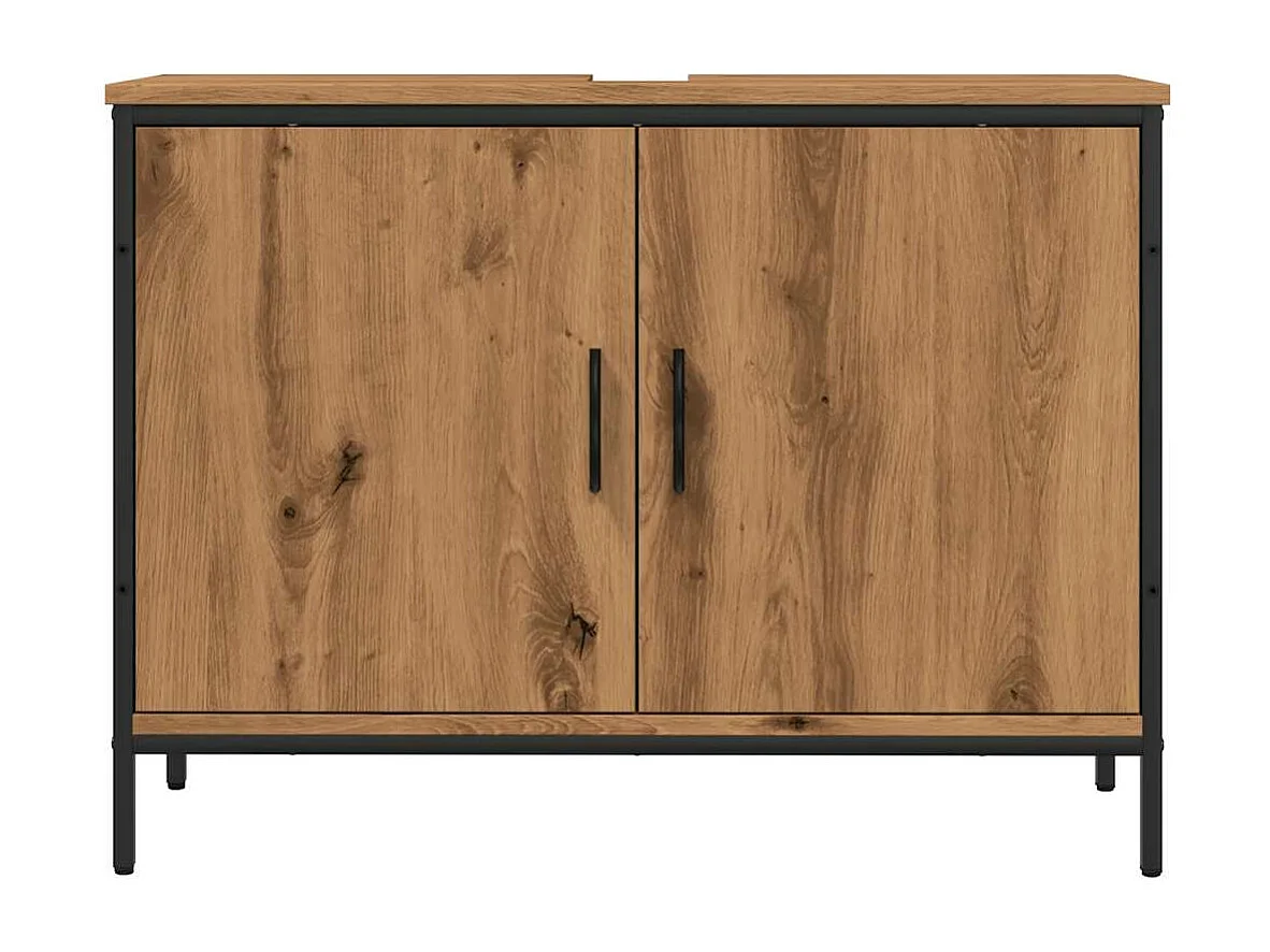 Mobile lavabo in rovere artigianale 80x30x60 cm in legno ingegnerizzato