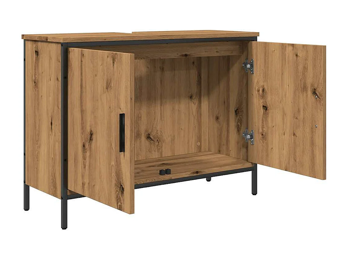 Mobile lavabo in rovere artigianale 80x30x60 cm in legno ingegnerizzato