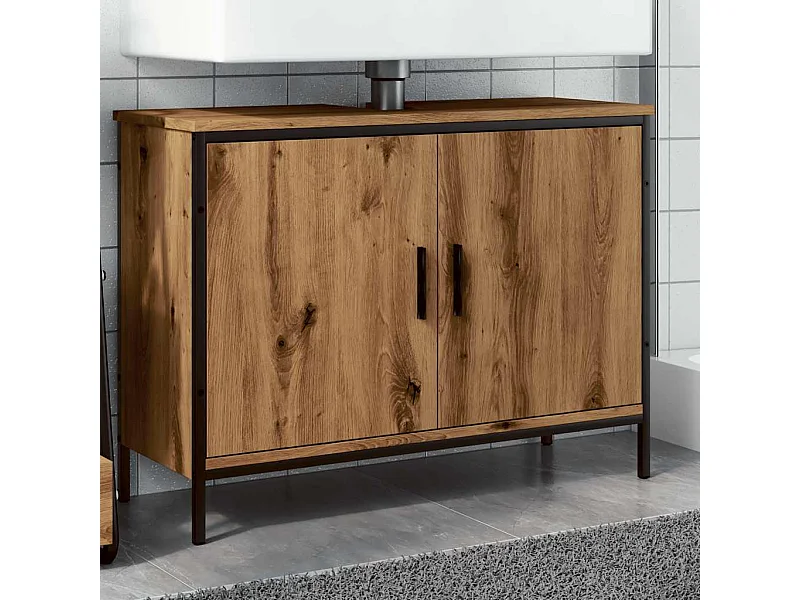 Mobile lavabo in rovere artigianale 80x30x60 cm in legno ingegnerizzato