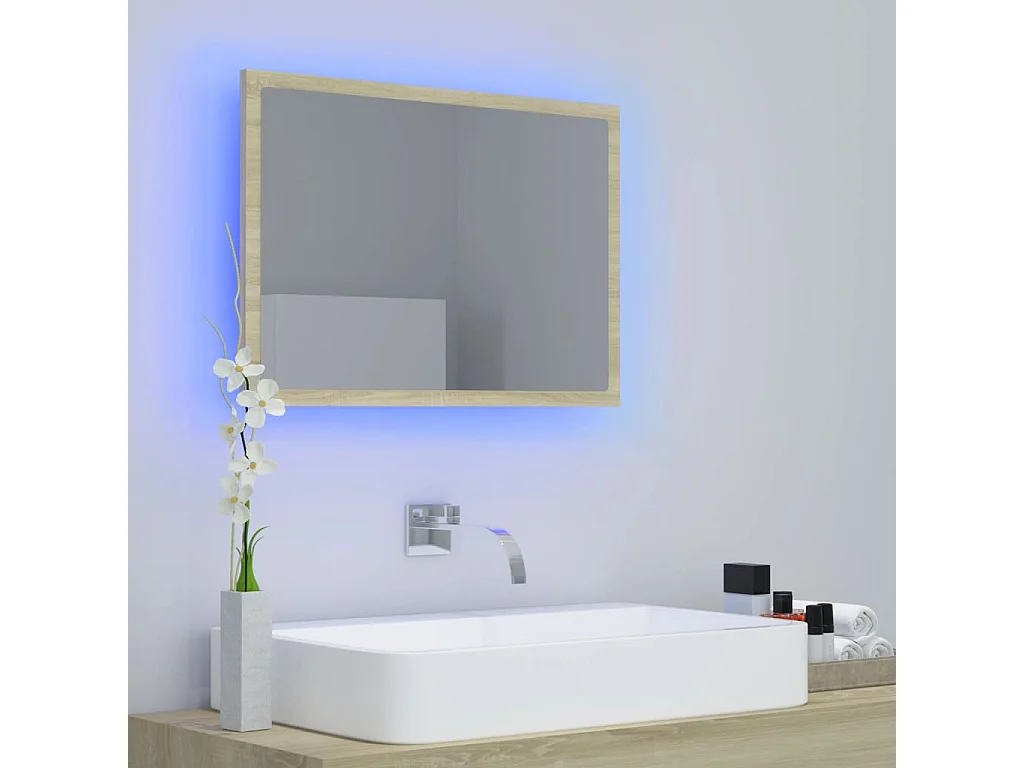 Espejo de baño LED roble Sonoma 60x8,5x37 cm Acrílico