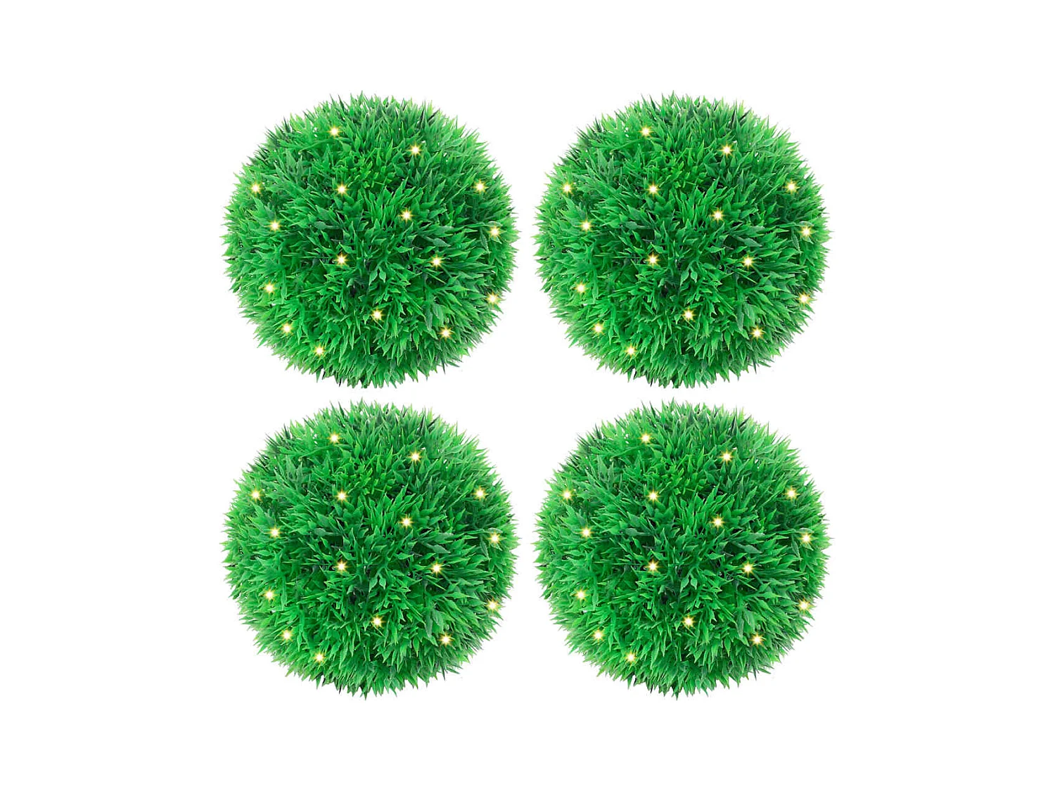 Künstliche Buchsbaumkugeln mit LED-Lichtern, 4 Stück, Grün, 12 cm