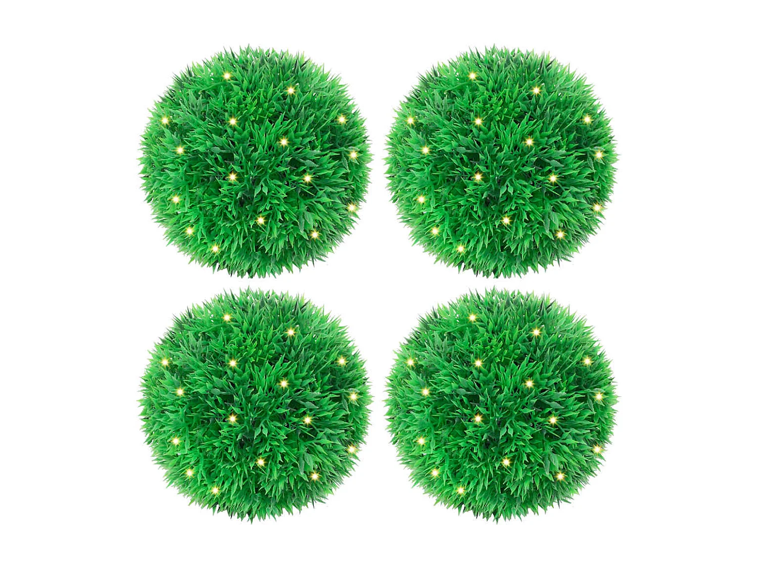 Boules de buis artificielles avec lumières LED 4 pcs vert 12 cm
