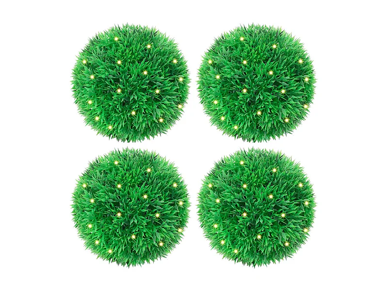 Boules de buis artificielles avec lumières LED 4 pcs vert 12 cm