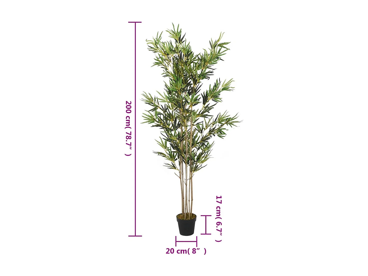 Bambu artificial 1380 folhas 200 cm verde
