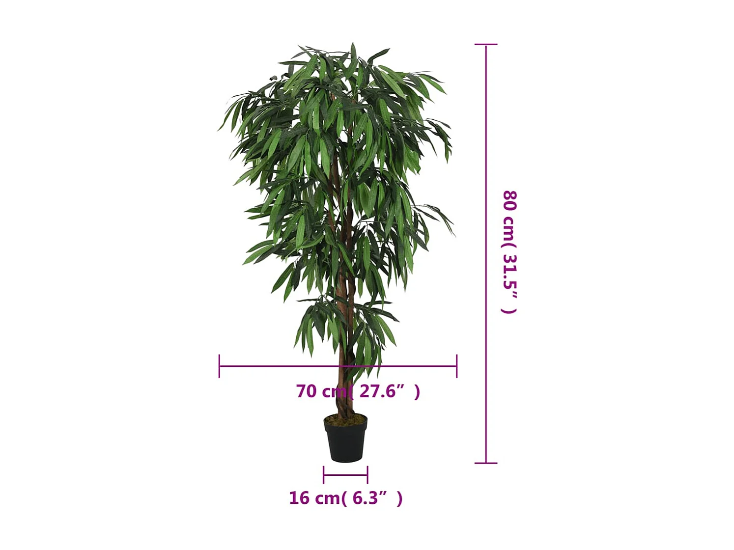 Künstlicher Mangobaum 300 Blätter 80 cm grün