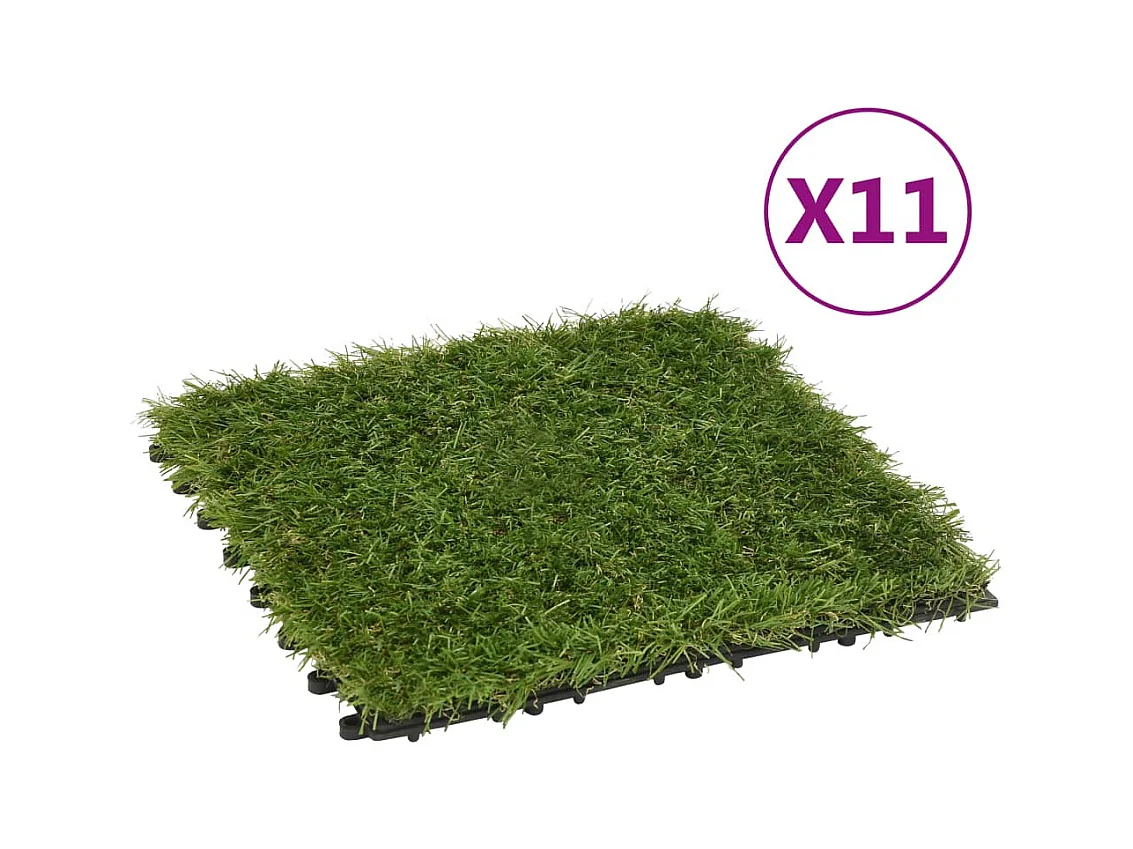 Carreaux de gazon artificiel 11 pcs Vert 30x30 cm