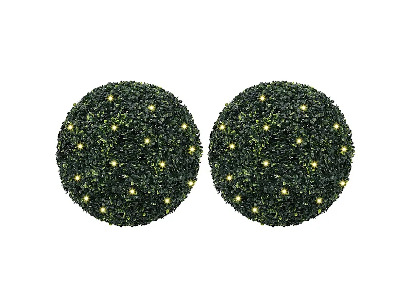 Künstliche Buchsbaumkugeln mit LED-Lichtern 2 Stück Grün 52cm