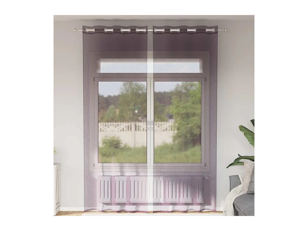 Rideaux en voile avec ?illets 2 pcs violet 140x300 cm