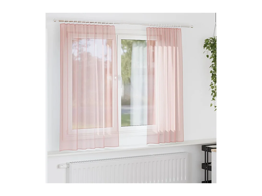 Rideaux en voile avec boucles 2 pcs rose 140x175 cm